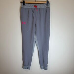 Under Armour Kids Gray Jogger Pants Pink Logo Size M